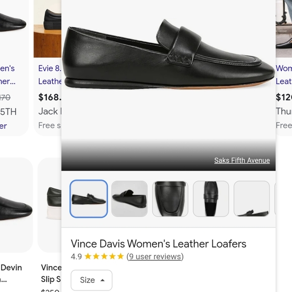 Women's Vince Davis Black Leather Slip-On Loafers size 7.5 - Picture 11 of 11